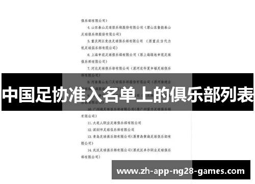 中国足协准入名单上的俱乐部列表 中国足协准入名单上的俱乐部列表